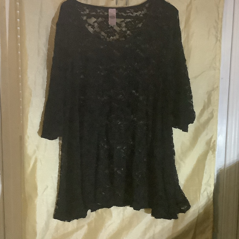 PINK Coconut Boutique  Black Lace Blouse